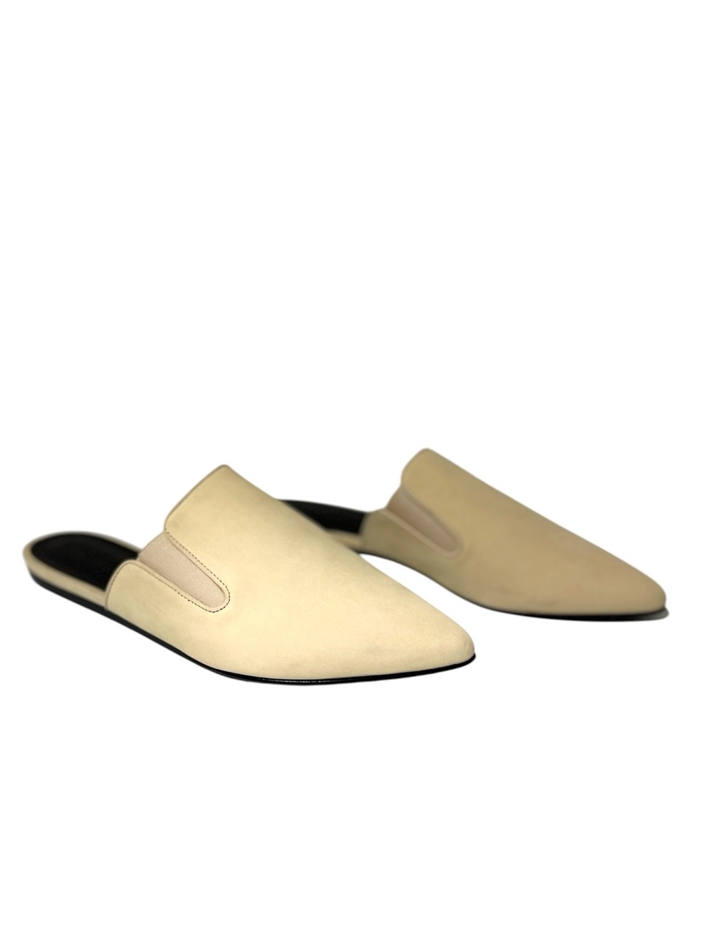 Jenni Kayne Oiled Leather Mule Size 39 US 9 Suede Point Toe Natural Minimalist
